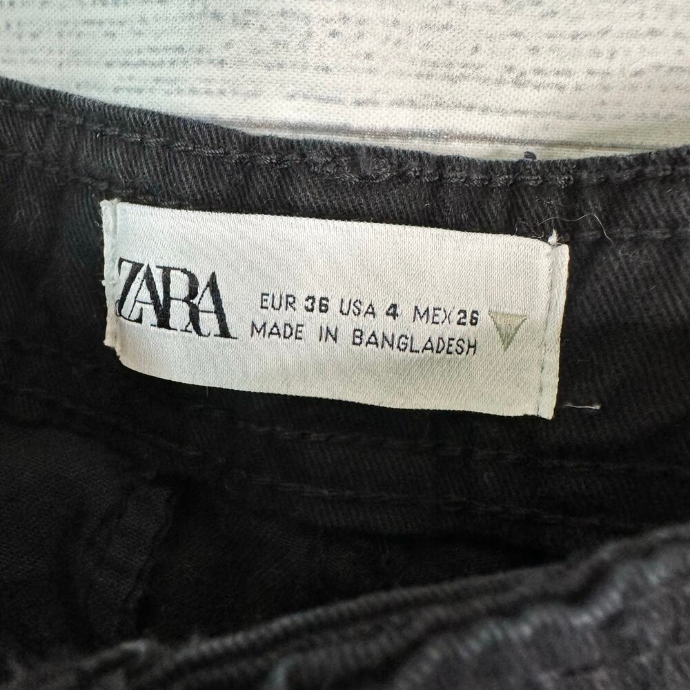 Zara Womens size 4 Cargo Wide Leg Pants Jeans Black Y2K Grunge Streetwear - Picture 8 of 8